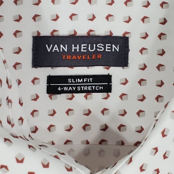 Van Heusen Mens Medium Shirt Traveler Slim Fit 4-Way Stretch 15-15.5 32/33 - Picture 5 of 9